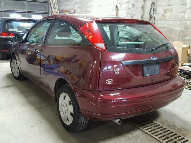 1FAHP31NX7W315380 - 2007 FORD FOCUS ZX3 MAROON photo 3