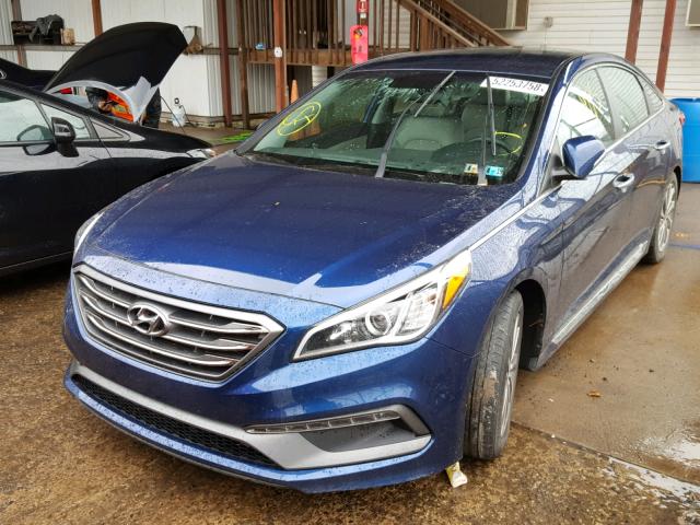 5NPE34AFXFH210706 - 2015 HYUNDAI SONATA SPO BLUE photo 2