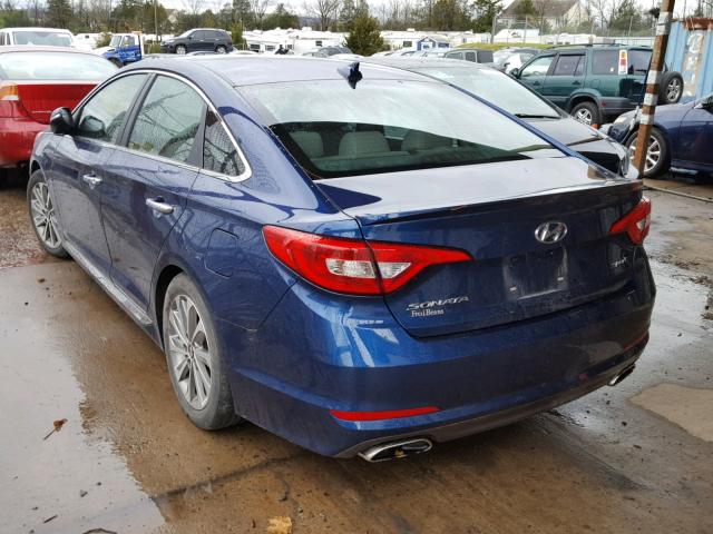 5NPE34AFXFH210706 - 2015 HYUNDAI SONATA SPO BLUE photo 3