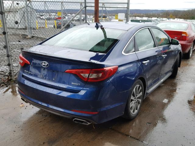 5NPE34AFXFH210706 - 2015 HYUNDAI SONATA SPO BLUE photo 4