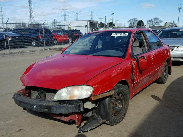 KNAFB121635303076 - 2003 KIA SPECTRA BA RED photo 2