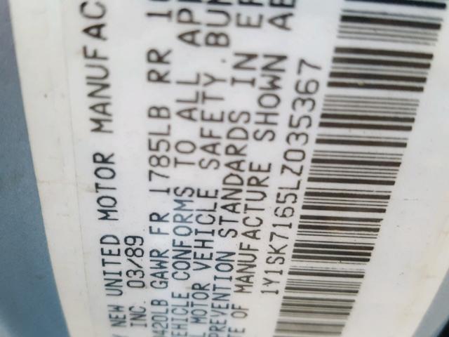 1Y1SK7165LZ035367 - 1990 GEO PRIZM BASE BLUE photo 10