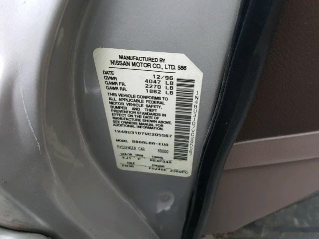 1N4BU31D7VC205567 - 1997 NISSAN ALTIMA XE TAN photo 10