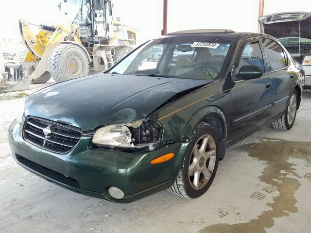 JN1CA31D61T837836 - 2001 NISSAN MAXIMA GXE GREEN photo 2