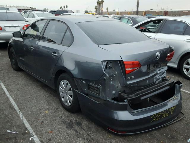 3VW2K7AJ7FM271207 - 2015 VOLKSWAGEN JETTA BASE GRAY photo 3