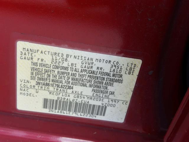 3N1AB61E79L622304 - 2009 NISSAN SENTRA 2.0 RED photo 10