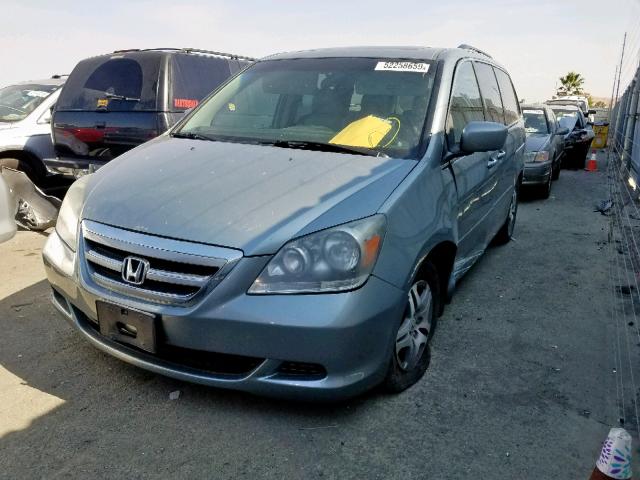 5FNRL38707B011500 - 2007 HONDA ODYSSEY EX BLUE photo 2