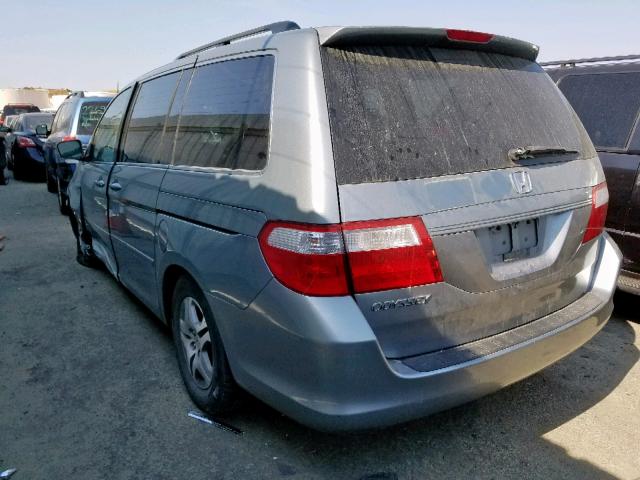 5FNRL38707B011500 - 2007 HONDA ODYSSEY EX BLUE photo 3