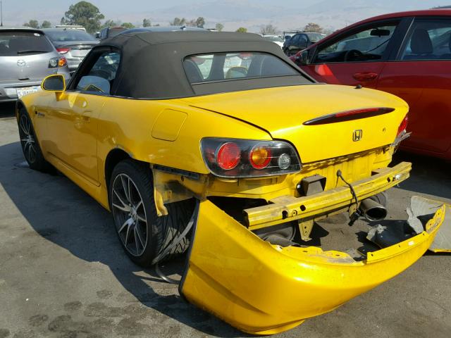 JHMAP21485S008757 - 2005 HONDA S2000 YELLOW photo 3