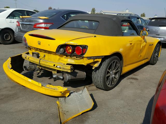 JHMAP21485S008757 - 2005 HONDA S2000 YELLOW photo 4