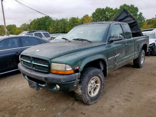 1B7GG22X9YS551267 - 2000 DODGE DAKOTA GREEN photo 2