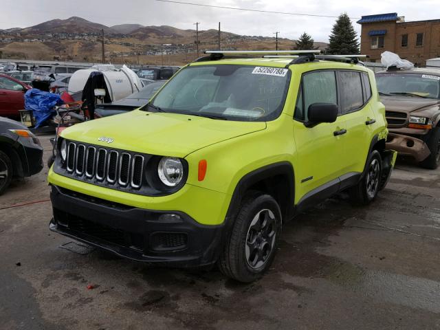 ZACCJBAB5HPF97383 - 2017 JEEP RENEGADE S GREEN photo 2