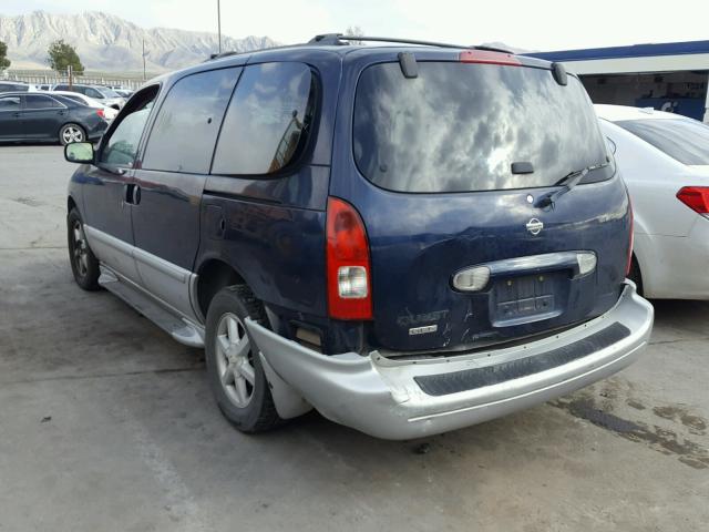 4N2ZN17TX2D816527 - 2002 NISSAN QUEST GLE BLUE photo 3