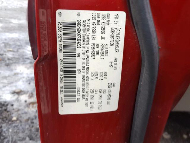 2A8GM68XX7R364233 - 2007 CHRYSLER PACIFICA T RED photo 10