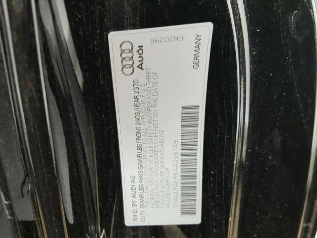 WAULFAFR6AA056749 - 2010 AUDI A5 PREMIUM BLACK photo 10