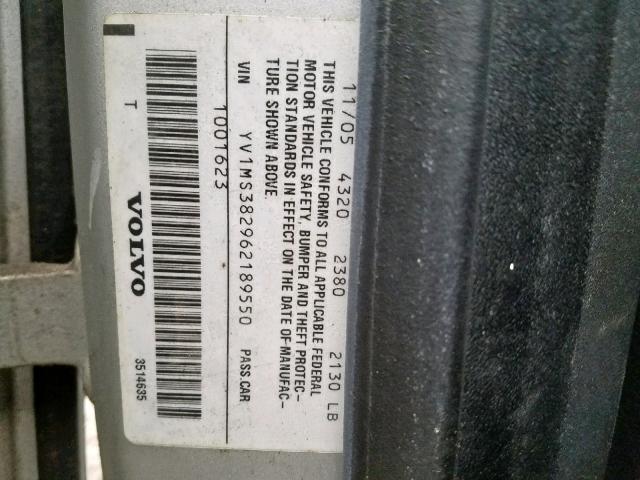 YV1MS382962189550 - 2006 VOLVO S40 2.4I SILVER photo 10