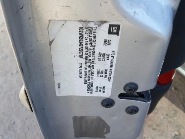 1G2WK52J42F290710 - 2002 PONTIAC GRAND PRIX SILVER photo 10