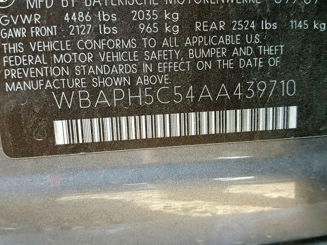 WBAPH5C54AA439710 - 2010 BMW 328 I SULE SILVER photo 10