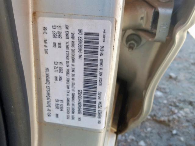 2B3HD46RXYH334825 - 2000 DODGE INTREPID SILVER photo 10