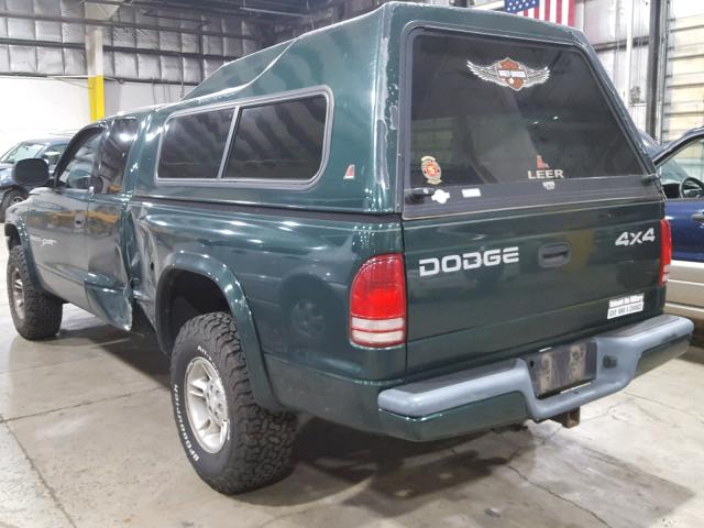 1B7GG22NXYS621843 - 2000 DODGE DAKOTA GREEN photo 3