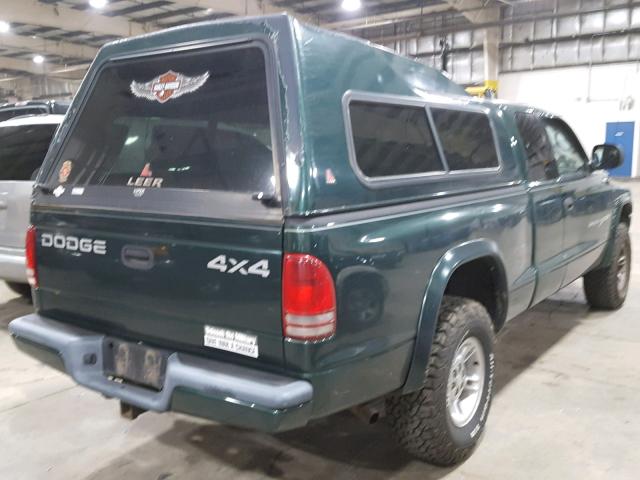 1B7GG22NXYS621843 - 2000 DODGE DAKOTA GREEN photo 4