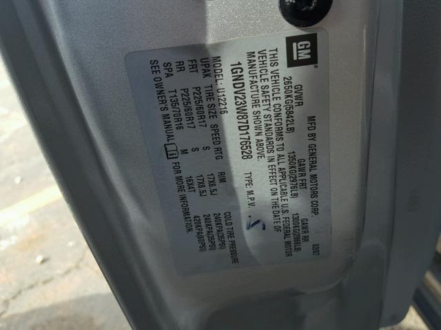 1GNDV23W87D176528 - 2007 CHEVROLET UPLANDER L Gümüş foto 10