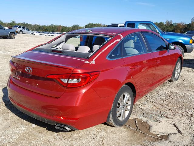 5NPE24AF5HH440157 - 2017 HYUNDAI SONATA SE RED photo 4