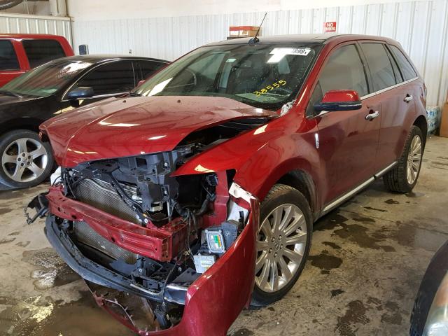 2LMDJ6JK4DBL38555 - 2013 LINCOLN MKX BURGUNDY photo 2