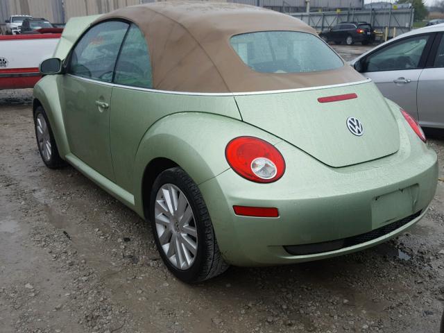 3VWRF31Y08M404496 - 2008 VOLKSWAGEN NEW BEETLE GREEN photo 3