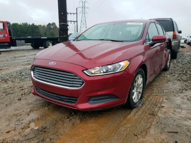 3FA6P0G7XFR288083 - 2015 FORD FUSION S RED photo 2