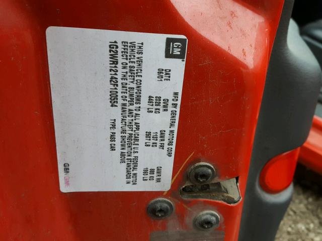 1G2WR12142F100554 - 2002 PONTIAC GRAND PRIX 红色 照片 10