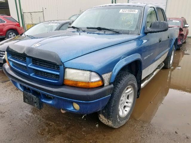 1B7HG38N72S562887 - 2002 DODGE DAKOTA QUA BLUE photo 2