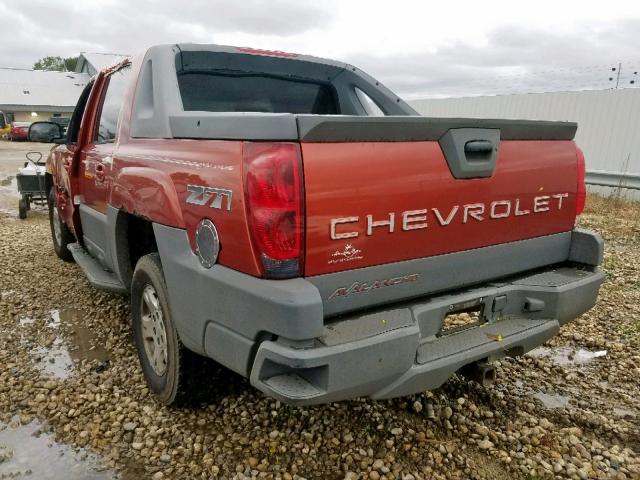 3GNEK13T22G172161 - 2002 CHEVROLET AVALANCHE RED photo 3