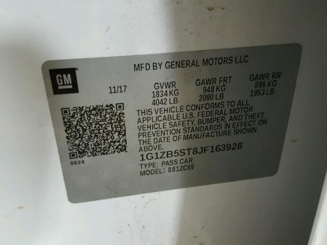 1G1ZB5ST8JF163928 - 2018 CHEVROLET MALIBU LS 白色 照片 10