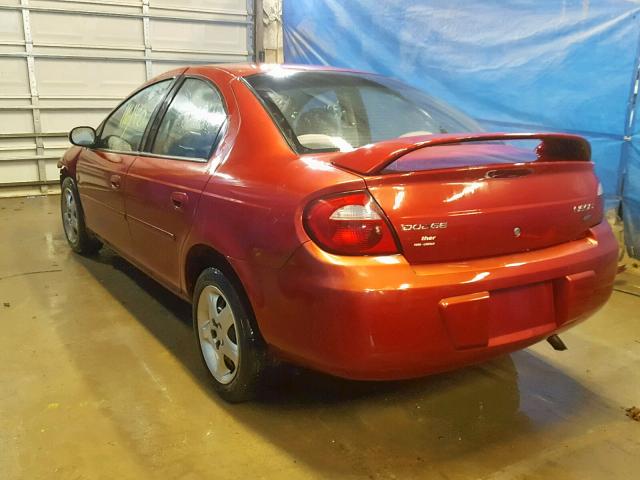 1B3AS56C54D646891 - 2004 DODGE NEON SXT RED photo 3