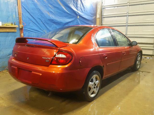 1B3AS56C54D646891 - 2004 DODGE NEON SXT RED photo 4