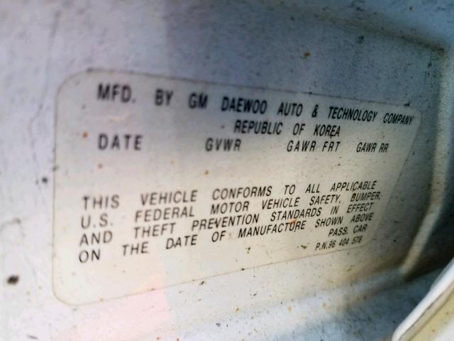 KL1TD52605B316937 - 2005 CHEVROLET AVEO BASE Ақ фото 10