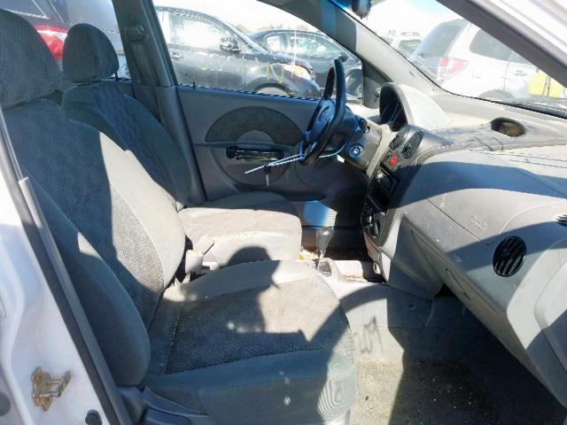 KL1TD52605B316937 - 2005 CHEVROLET AVEO BASE Ақ фото 5