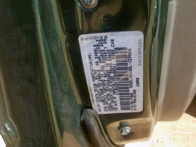 4T1BG22K1XU508541 - 1999 TOYOTA CAMRY CE GREEN photo 10