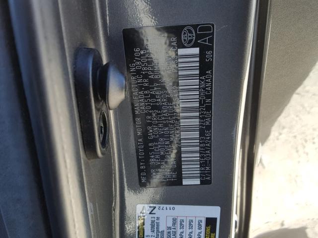 2T1KR30E77C625412 - 2007 TOYOTA COROLLA MA GRAY photo 10