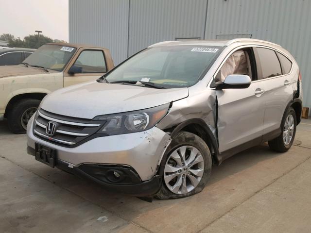 2HKRM4H75EH648710 - 2014 HONDA CR-V EXL SILVER photo 2