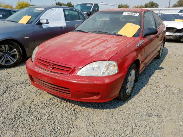 1HGEJ6222YL021111 - 2000 HONDA CIVIC DX RED photo 2