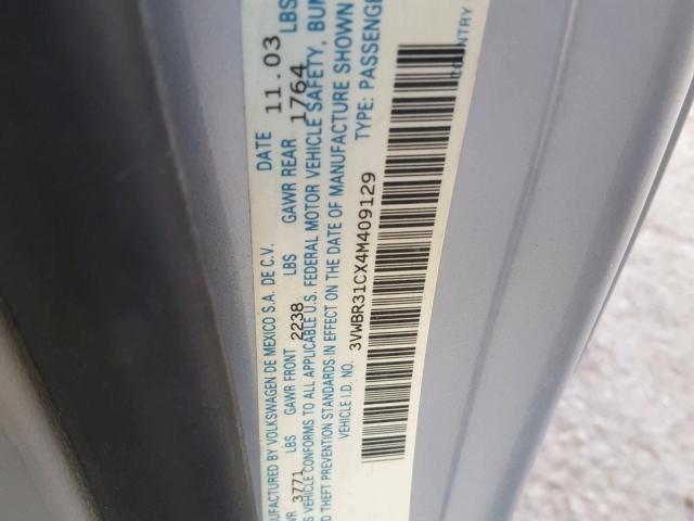 3VWBR31CX4M409129 - 2004 VOLKSWAGEN NEW BEETLE Silber Foto 10