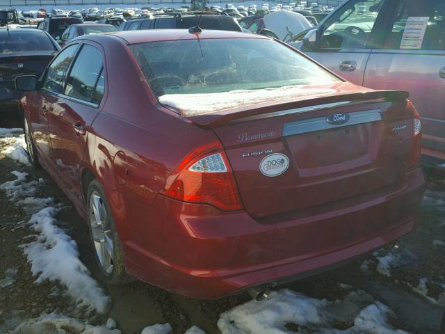 3FAHP0KC2BR113933 - 2011 FORD FUSION SPO RED photo 3