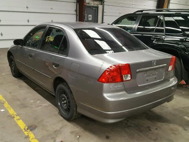 1HGES16365L018534 - 2005 HONDA CIVIC DX V SILVER photo 3