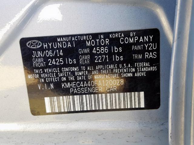 KMHEC4A40FA120028 - 2015 HYUNDAI SONATA HYB BLUE photo 10