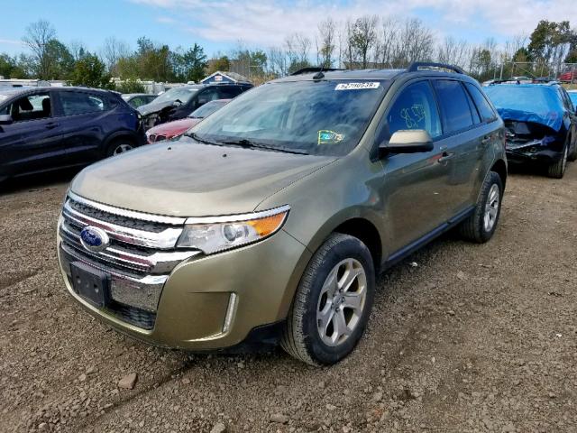 2FMDK4JC9DBA20906 - 2013 FORD EDGE SEL GREEN photo 2