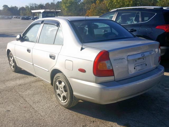 KMHCG45C32U350555 - 2002 HYUNDAI ACCENT GL SILVER photo 3