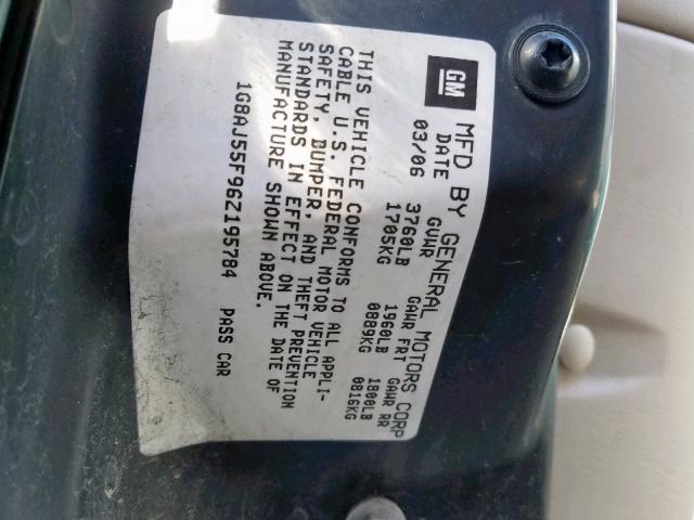 1G8AJ55F96Z195784 - 2006 SATURN ION LEVEL GREEN photo 10