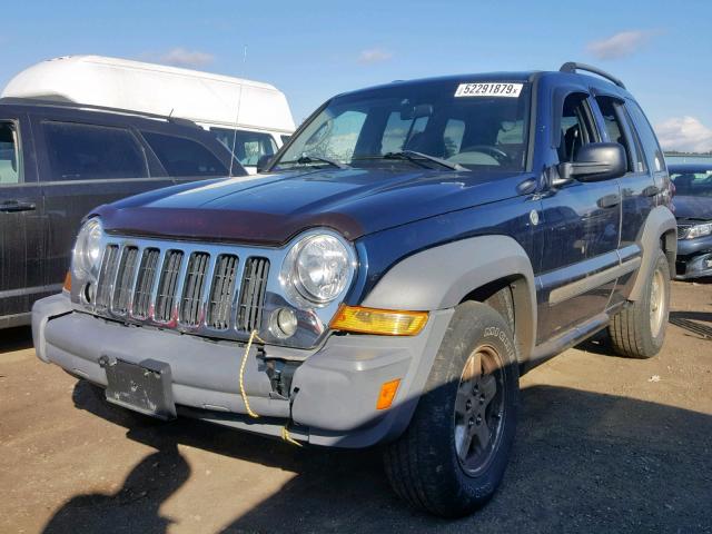 1J4GL48K35W614266 - 2005 JEEP LIBERTY SP BLUE photo 2